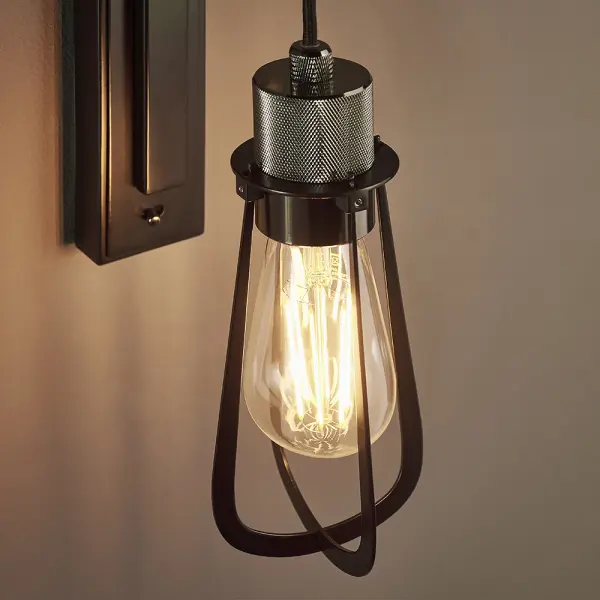 Industrial Black & Chrome Wall Light