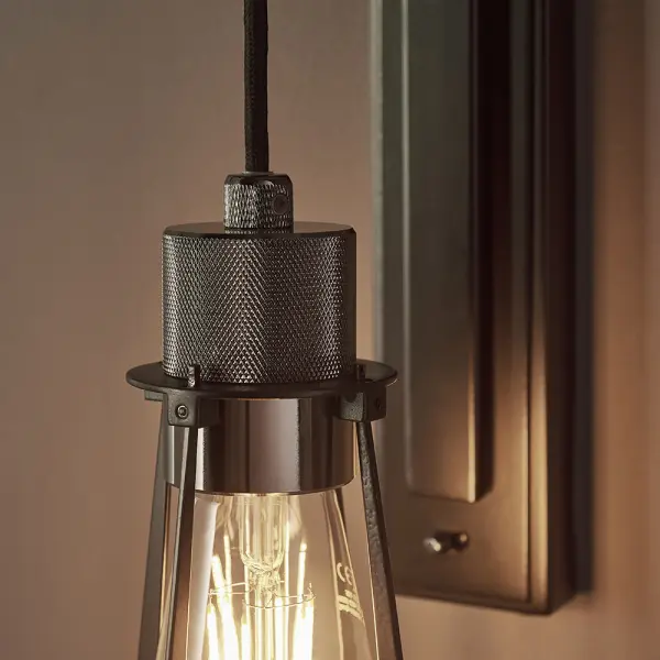 Industrial Black & Chrome Wall Light