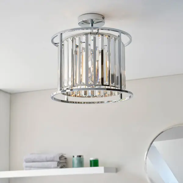 Hamilton 3 Light Semi Flush in Chrome IP44