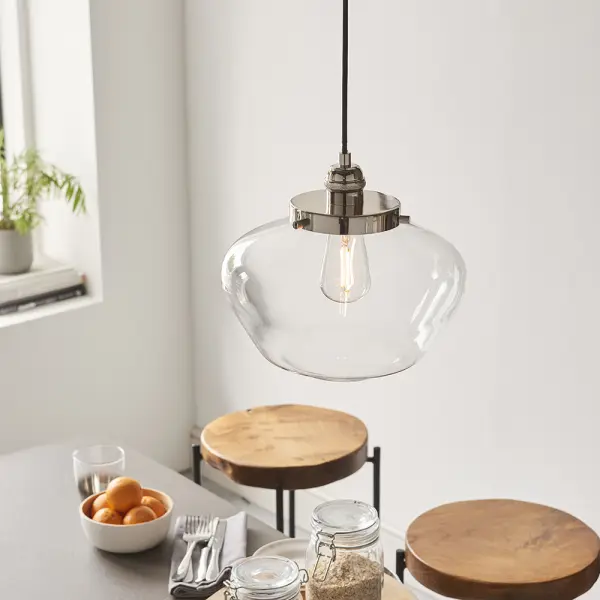 Camberley Polished Nickel & Glass Pendant