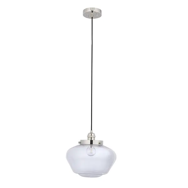 Camberley Polished Nickel & Glass Pendant