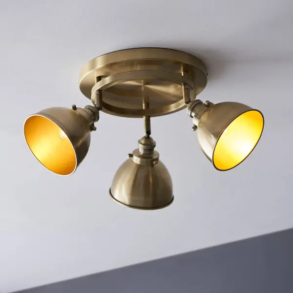 Wyatt 3 Light Round Spotlight in Antique Brass