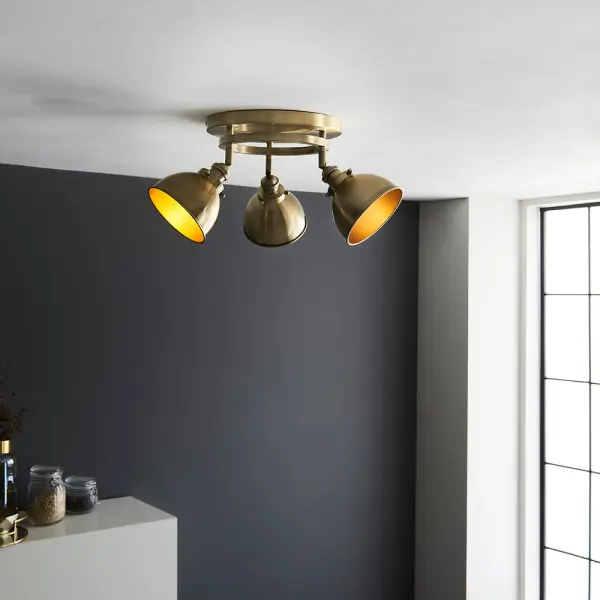 Wyatt 3 Light Round Spotlight in Antique Brass
