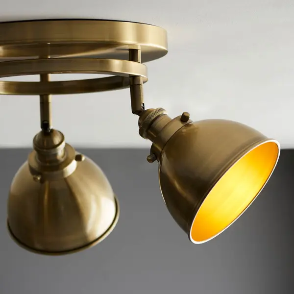 Wyatt 3 Light Round Spotlight in Antique Brass
