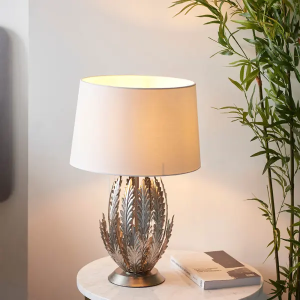 Delphine Silver Leaf Table Lamp C/W Shade