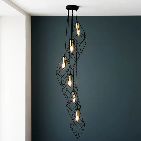 Jaxon Cluster Pendant in Black & Gold