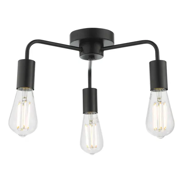Dena 3 Light Semi Flush Fitting in Matt Black
