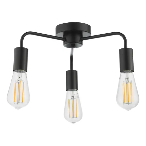 Dena 3 Light Semi Flush Fitting in Matt Black