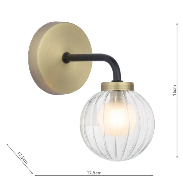 Gibbs Single Antique Brass &amp; Black Wall Light