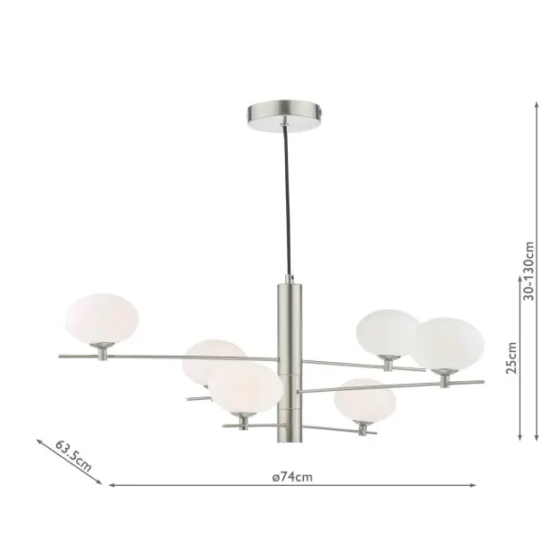 Jasper 6 Light Satin Nickel Pendant