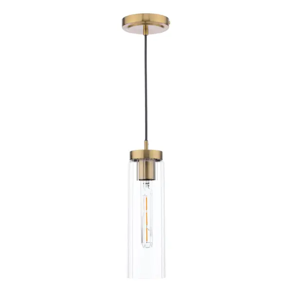 Jodelle Polished Bronze & Glass Single Pendant