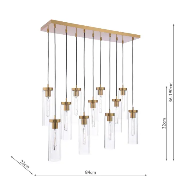 Jodelle 11 Light Polished Bronze Bar Pendant