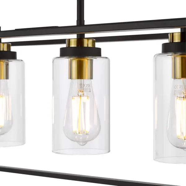 Abel 4 Light Bar in Black with Brass Detail