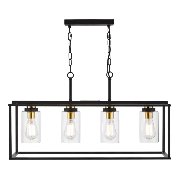 Abel 4 Light Bar in Black with Brass Detail