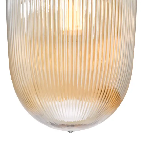 Abrielle Single Pendant in Bronze C/W Amber Ribbed Glass