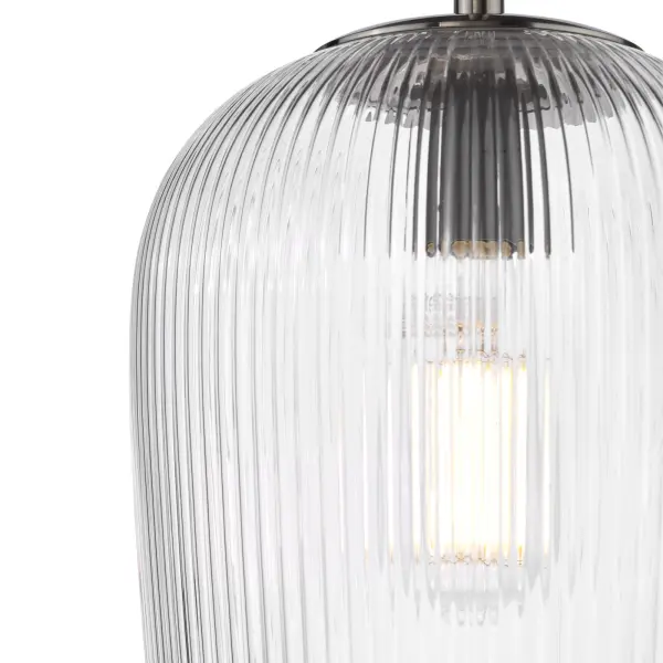Abrielle Single Pendant in Polished Nickel C/W Clear Ribbed Glass