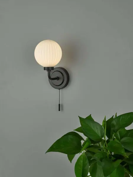 Alrik Bathroom Wall Light in Matt Black IP44