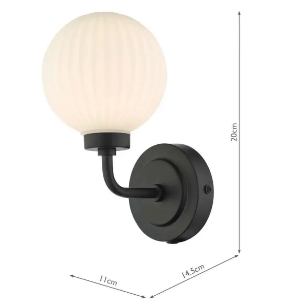 Alrik Bathroom Wall Light in Matt Black IP44