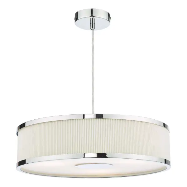 Alvaro 3 Light Pendant in Polished Chrome with Ivory Detail