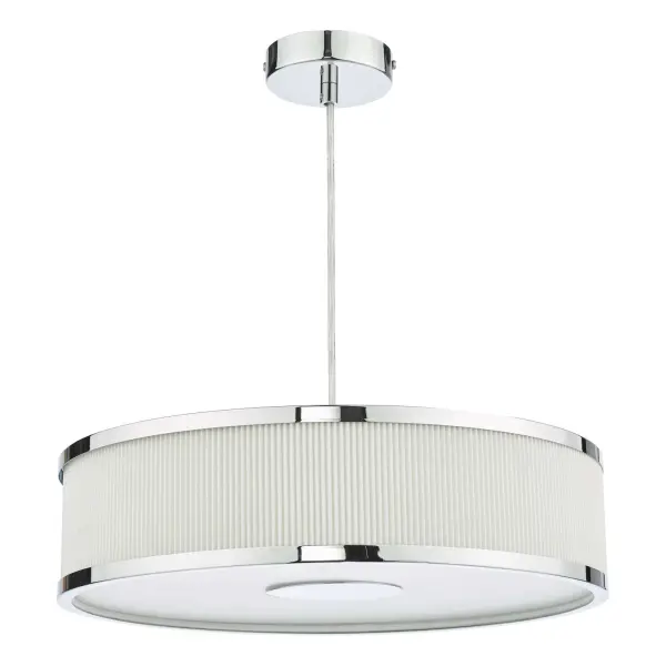 Alvaro 3 Light Pendant in Polished Chrome with Ivory Detail