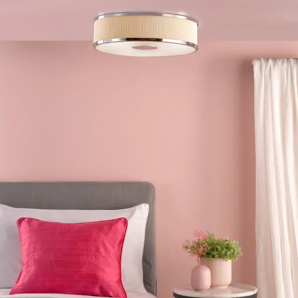 Alvaro Polished Chrome 3 Light Flush Fitting C/W Ivory Shade