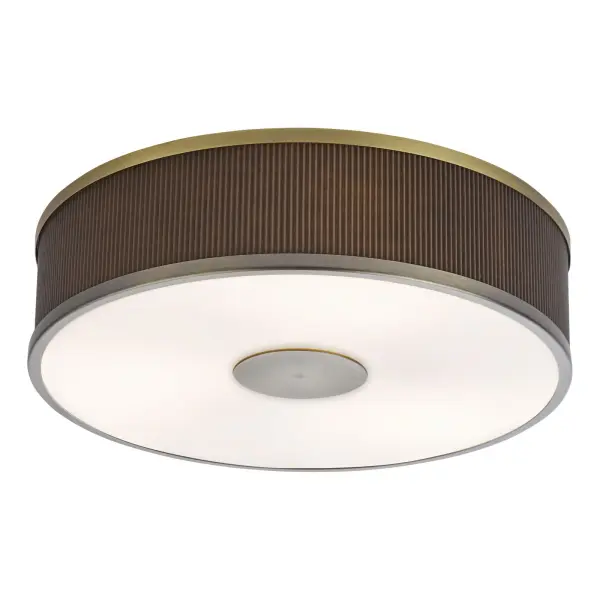 Alvaro Antique Bronze 3 Light Flush Fitting C/W Brown Shade