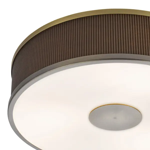 Alvaro Antique Bronze 3 Light Flush Fitting C/W Brown Shade