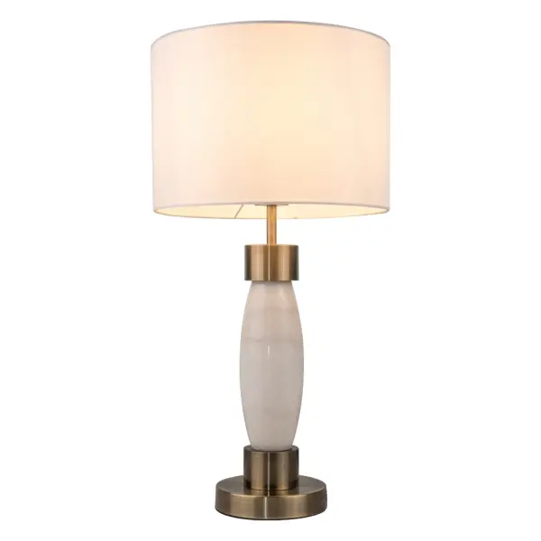 Amelia Antique Brass & Marble Table Lamp C/W Shade