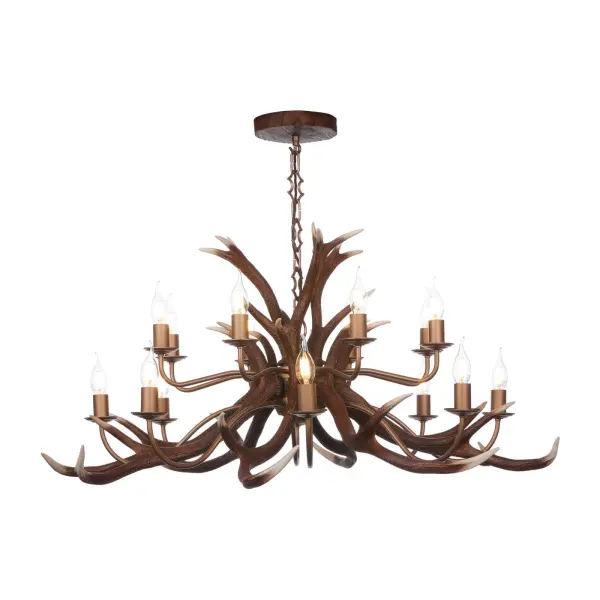 Antler 16 light Pendant in Rustic Finish