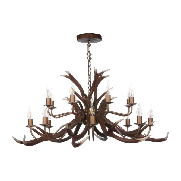 Antler 16 light Pendant in Rustic Finish