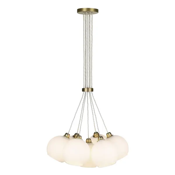 Apollo 7 Light Pendant Butter Brass with Opal Glass Shades
