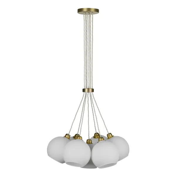 Apollo 7 Light Pendant Butter Brass with Opal Glass Shades