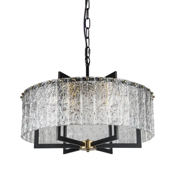 Ariana 6 Light Ceiling Pendant in Matt Black & Gold Finish