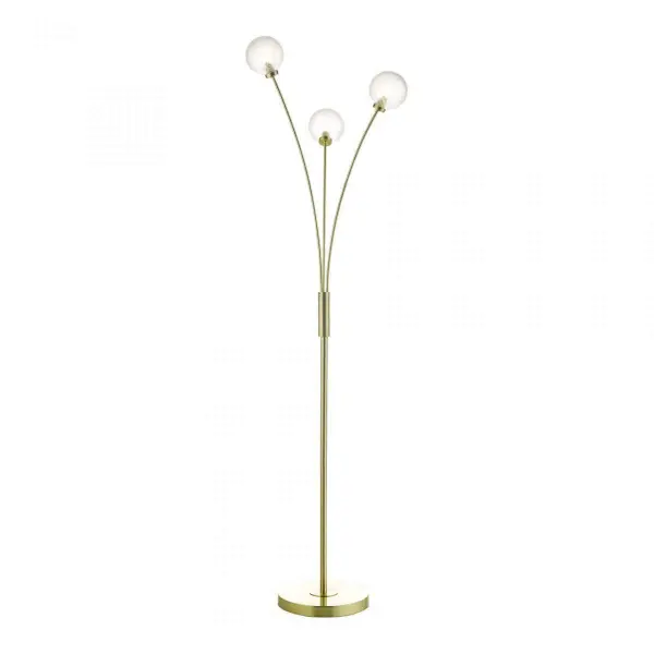 Avari 3 Light Floor Lamp Satin Brass And Clear Frosted Glass