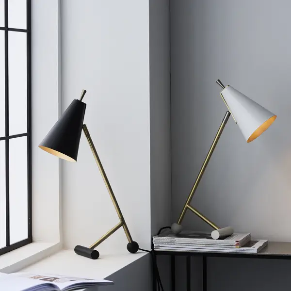 Modern Black & Antique Brass Style Task Lamp