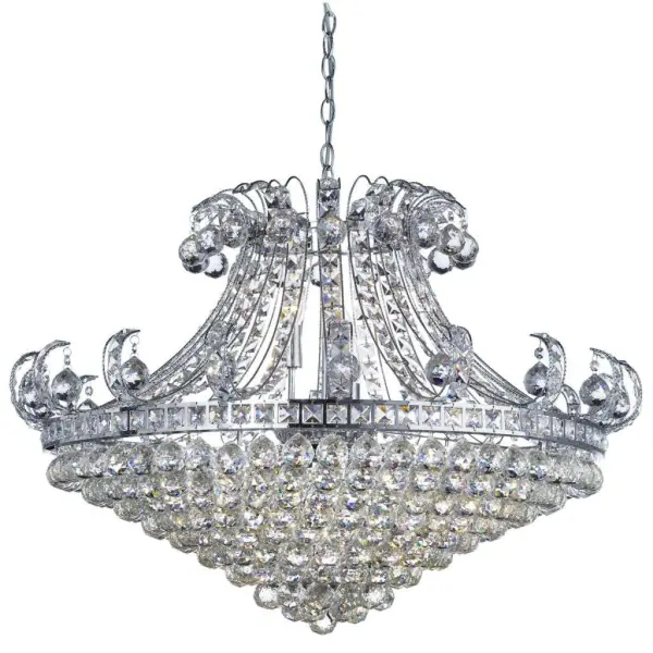 Bloomsbury 8  Light Crystal Tiered Chandelier, Chrome, Clear Crystal Deco