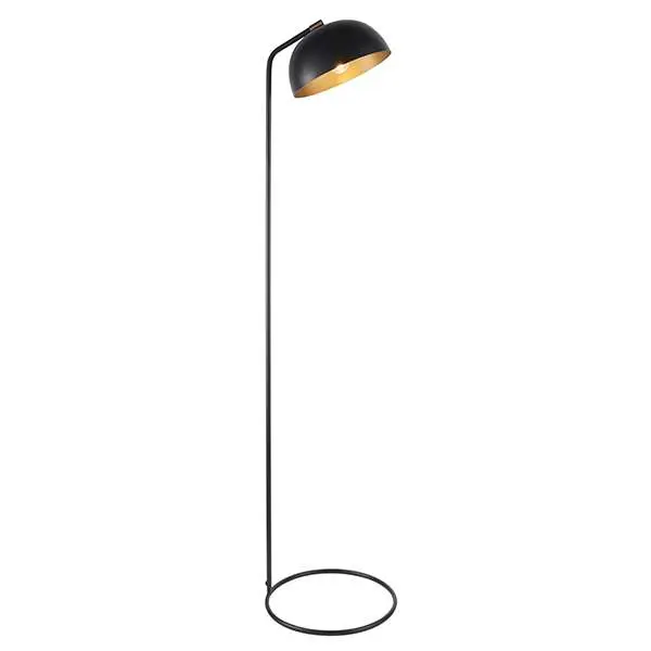 Brair Matt Black Floor Lamp with Antique Brass Detail