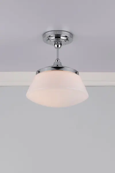 Caden Semi Flush Polished Chrome & Opal Glass IP44
