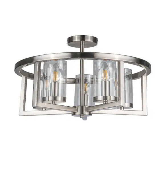 Costello 5 Light Satin Chrome Semi Flush