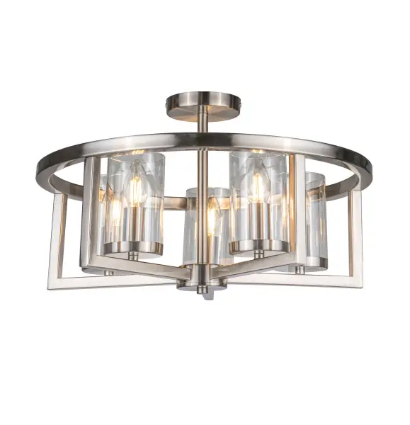 Costello 5 Light Satin Chrome Semi Flush