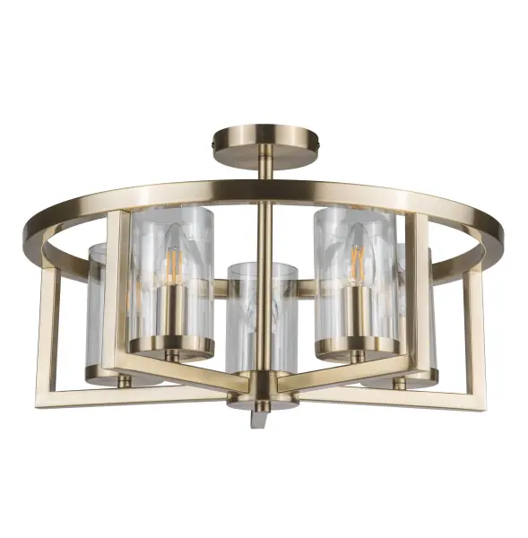 Costello 5 Light Antique Brass Semi Flush