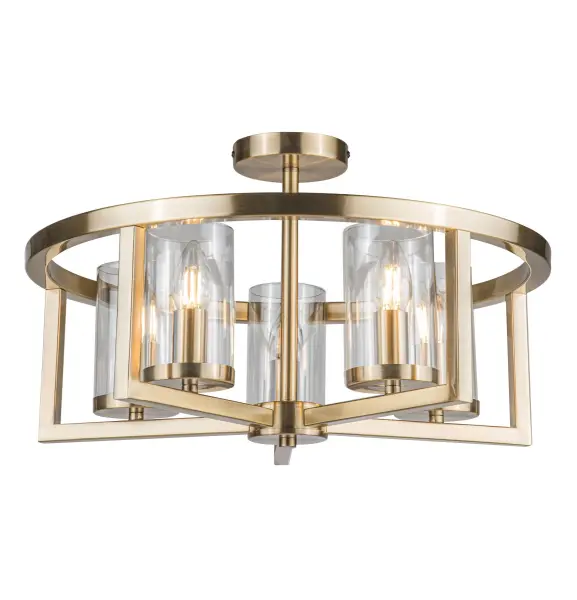 Costello 5 Light Antique Brass Semi Flush