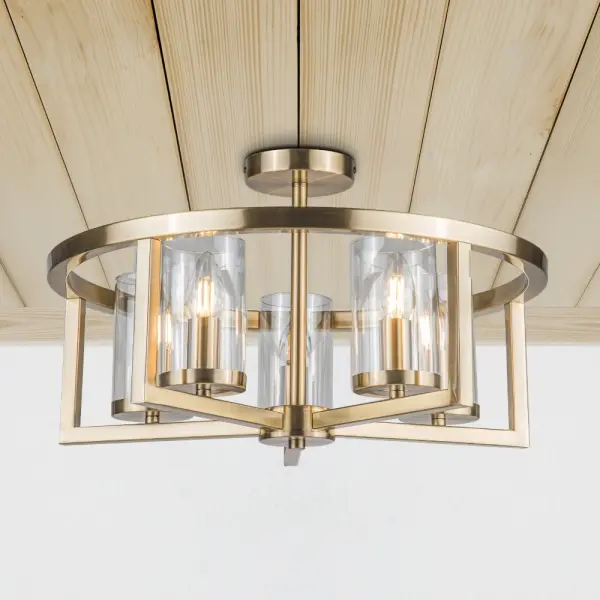 Costello 5 Light Antique Brass Semi Flush