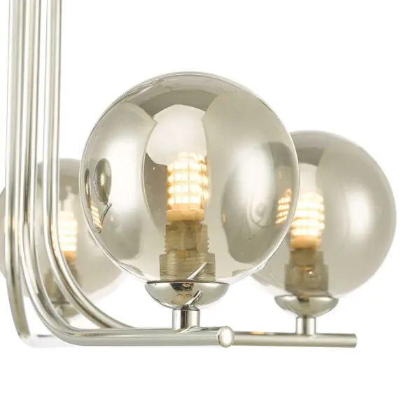 Cradle 5 Light Polished Chrome Semi Flush with Smoked Glass