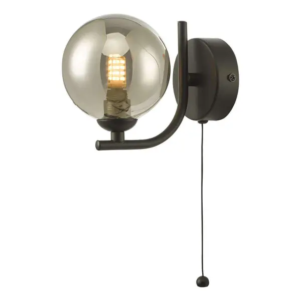 Cradle Matt Black Wall Light with Smoked Glass