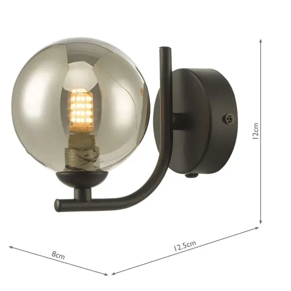 Cradle Matt Black Wall Light with Smoked Glass