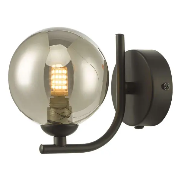 Cradle Matt Black Wall Light with Smoked Glass