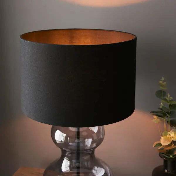 Kelda Matt Black Curvey Touch Table Lamp C/W Shade