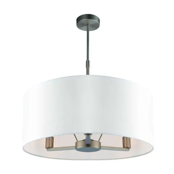 Daley 3 Light Drum Pendant in Nickel C/W Large White Shade