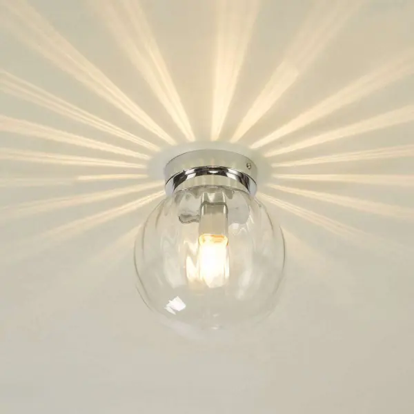 Kavi Polished Chrome & Glass Flush Light IP44